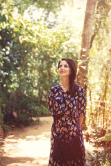 woman in a tropical park