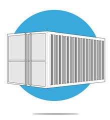 Illustration of sea container with blue circle background