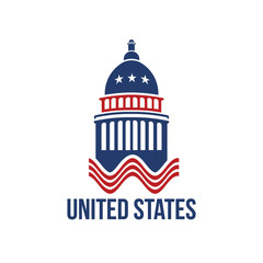 Obraz na płótnie Canvas United States Capitol building logo in red white and blue