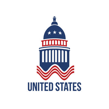 United States Capitol building logo in red white and blue