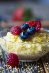 Millet porridge with milk and berries