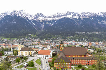 Fototapeta na wymiar Innsbruck with snow covered mountains