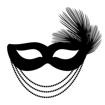 black mask with feathers