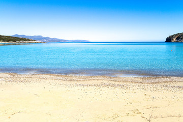 Beautiful idyllic turquoise waters beach, Crete Greece.
