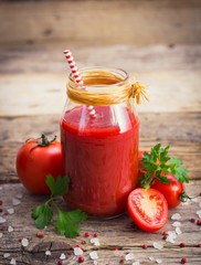 Tomato juice in the jar