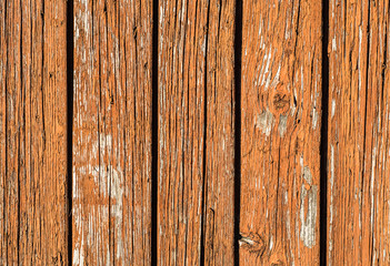 Background texture of wooden planks painted in brown color.