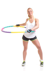 Fototapeta na wymiar Woman holding hula hoop