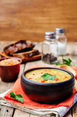 Red lentil vegetable soup