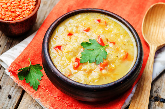 Red lentil vegetable soup
