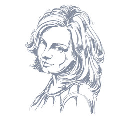 Vector portrait of attractive woman, illustration of good-looking