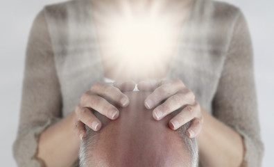 Opening the Crown Chakra - Male patient having this crown chakra opened ready for healing energy to...
