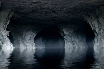 Foto op Canvas underground river in a dark stone cave © Ivan Kurmyshov