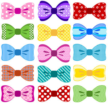 Bright bow collection (elements not merged together, patterns easily removed in vector programs) 