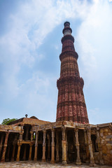 Fototapeta na wymiar Detail of Qutub (Qutb) Minar in Delhi, India.