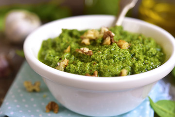 Homemade spinach pesto.