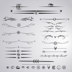 A diverse collection of vector dividers, bumpers, frames, ornaments. Floral elements