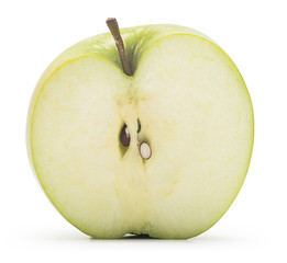 Green apple half isolated on white background