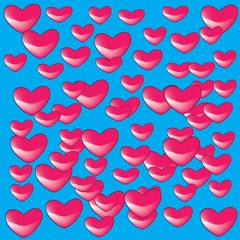 Seamless vector pattern of the small hearts on blue background.
