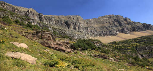 Fototapeta na wymiar Panorama of Mountains in Glacier National Park