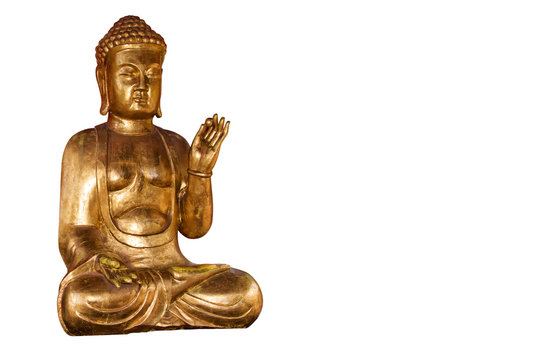 Buddha gold statue isolated clipping path included