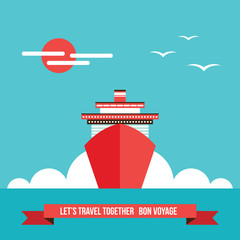 Cruise liner ship Colorful background Travel Tourism Vacation concept