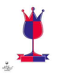 Royal decorative symbol with monarch crown and curved ribbon, art