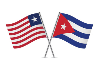 Liberian and Cuban flags. Vector illustration.