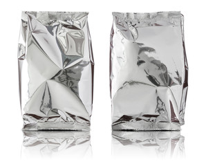 set of foil package bag isolated on white background