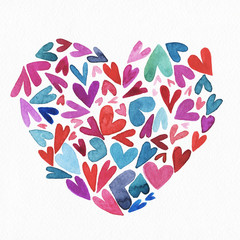 Painted watercolor heart