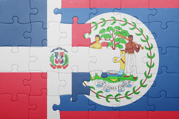 puzzle with the national flag of belize and dominican republic