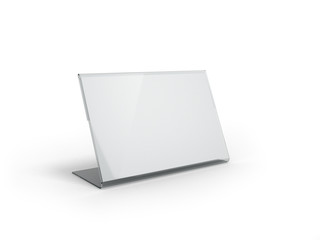 Stand for menu with white sheets of paper on a white background