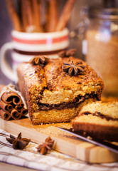 Fototapeta na wymiar Homemade cinnamon loaf cake