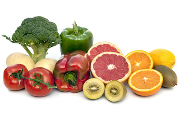 Foods Containing Vitamin C Isolated on White