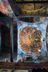 Obraz na płótnie Canvas Interiors of the Monastery of the Holy Trinity in Meteora - complex of Eastern Orthodox monasteries, Greece