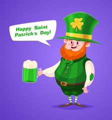 Set of Saint Patrick Day character. Vector cute cartoons 