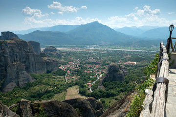View of Kastraki village from the Meteora mountains, Greece