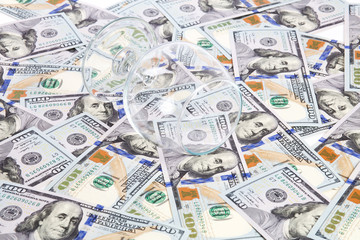 Glass on dollar bills