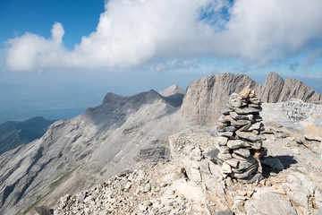 On the top of Mount Olympus - highest mountain in Greece