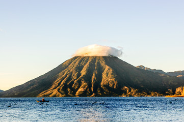 Sunrise on Lake Atitlan & volcano, Guatemala