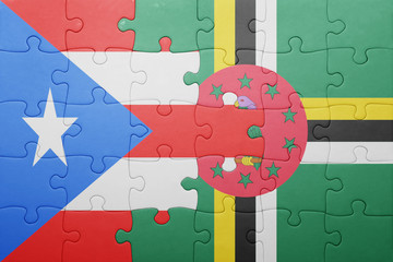 puzzle with the national flag of dominica and puerto rico