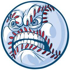 Baseball with Angry Face Vector Cartoon Illustration