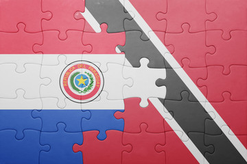 puzzle with the national flag of trinidad and tobago and paraguay