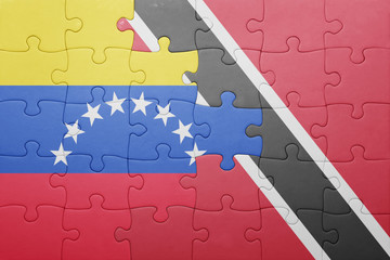 puzzle with the national flag of trinidad and tobago and venezuela
