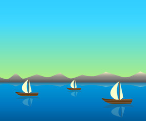 Fototapeta na wymiar Illustrations with boats.