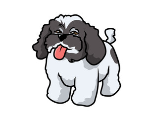 cartoon vector illustration of a poodle panting