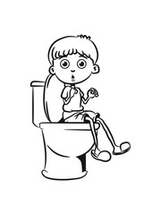 Sitting little boy wc