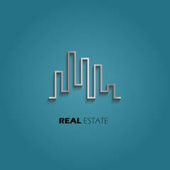 City Skyline Real Estate icon. Vector design