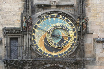 Prague astronomical clock detail of astronomical dial
