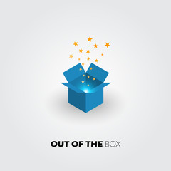 Ideas out of the box icon, innovate business concept, vector design.