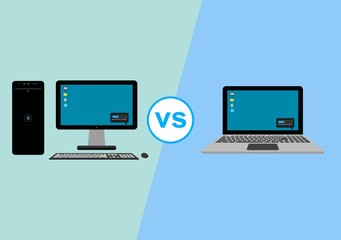 Desktop vs. laptop illustration